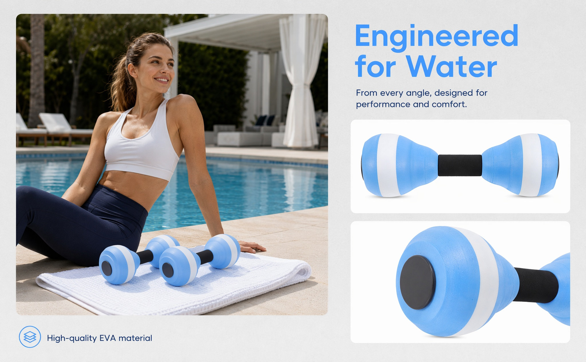 Aquatic Aerobics - 1 Paar Hochdichte EVA-Wasserhanteln für Wassergymnastik,